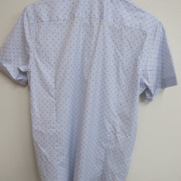 Guide London Premium Range Stretch Fabric Blue Geometric S/S Shirt Medium - Picture 3 of 3
